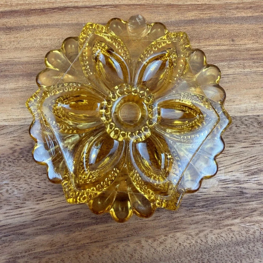 Antique Amber Pressed Glass Curtain Tie-Backs 3